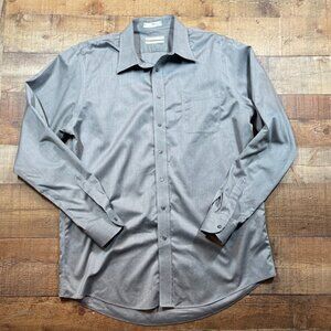 Nordstrom Gray Traditional Fit Wrinkle Free Smart Care Shirt size 17/38